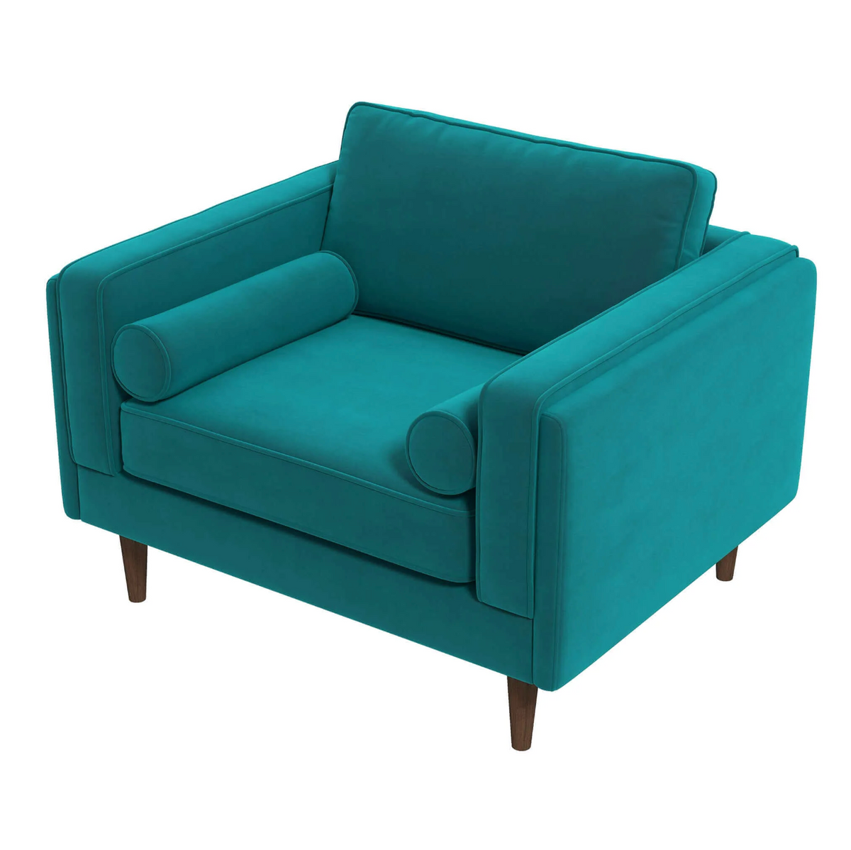 Amber MCM Velvet Accent Lounge Chair – Mid-Century Modern Upholstered Armchair (7 Colors, Plush Cushioning)