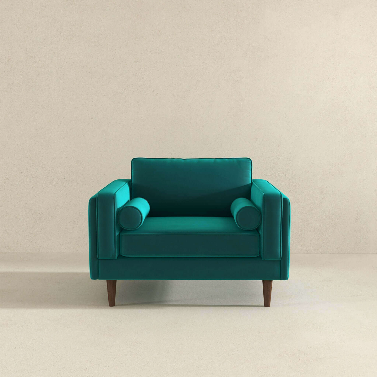 Amber MCM Velvet Accent Lounge Chair – Mid-Century Modern Upholstered Armchair (7 Colors, Plush Cushioning) in teal