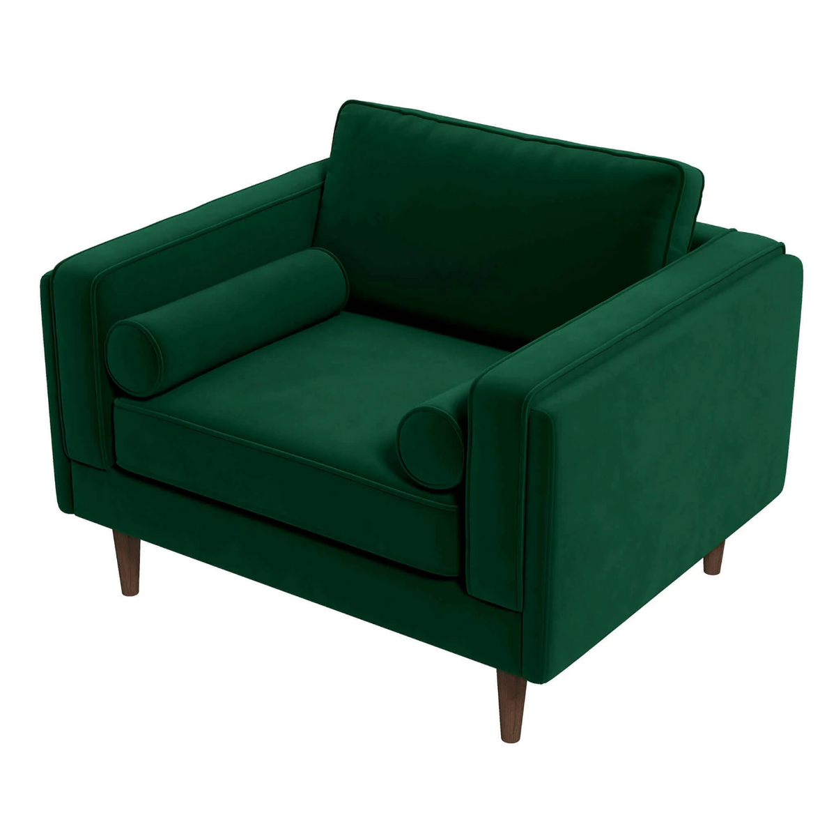 Amber MCM Velvet Accent Lounge Chair – Mid-Century Modern Upholstered Armchair (7 Colors, Plush Cushioning) in green.