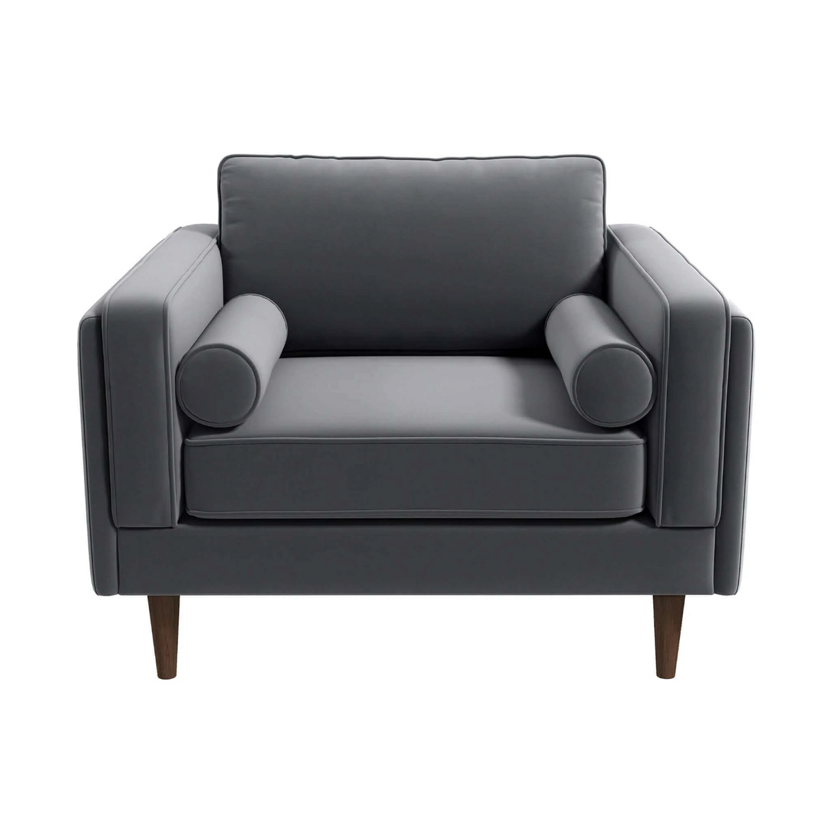 Amber MCM Velvet Accent Lounge Chair – Mid-Century Modern Upholstered Armchair (7 Colors, Plush Cushioning)