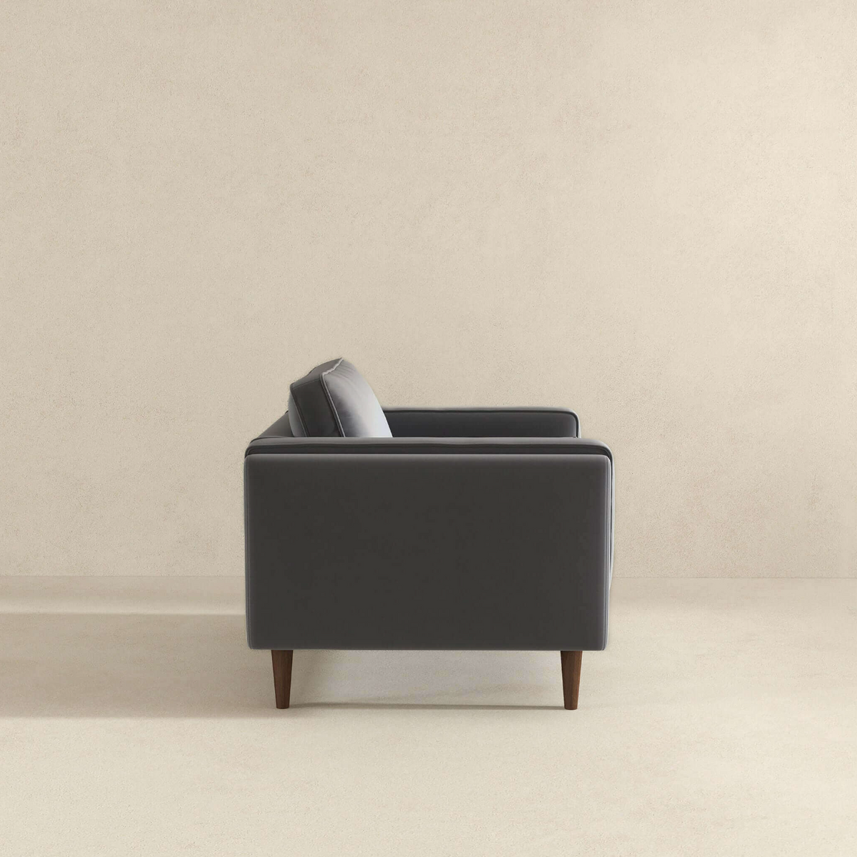Amber MCM Velvet Accent Lounge Chair – Mid-Century Modern Upholstered Armchair in gray upholstery, showcasing plush comfort.