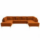 Brooke MCM Velvet U-Shape Dual Chaise Sectional Sofa 131"