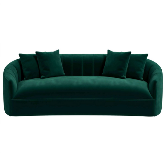 Kante Curved Green Velvet Sofa 88”