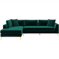 Mano L-Shaped Green Velvet Sectional Chaise Sofa 112"