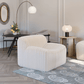 Osterbro Channel Tufted Cream Faux Fir Armless Lounge Chair