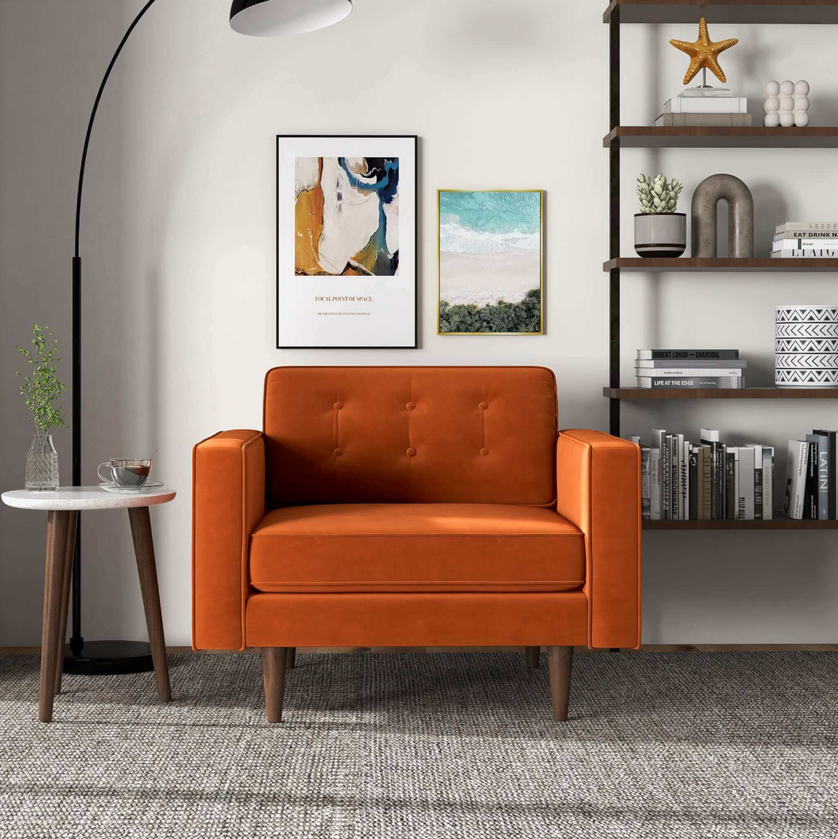 Casey MCM Velvet Tufted Armchair