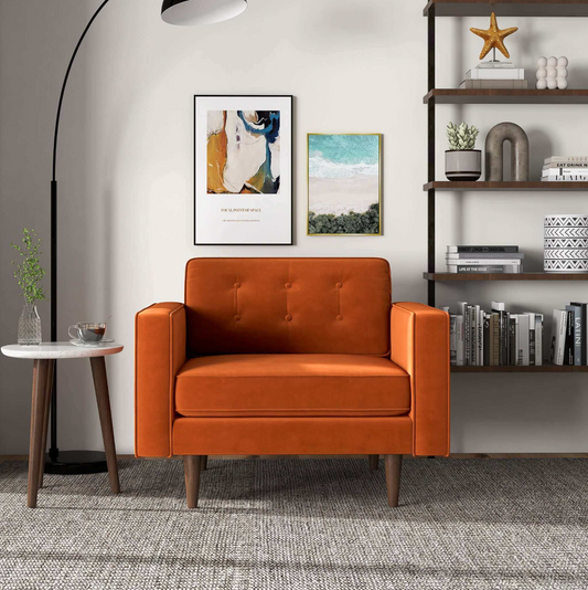 Casey MCM Velvet Tufted Armchair