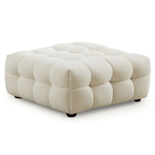 Morrison Square Tufted Ottoman in Cream Boucle 27