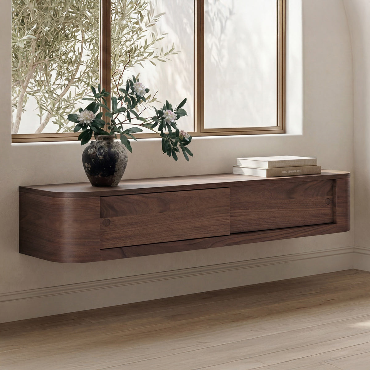 Round Off Floating Console Table – 48" Wall-Mounted Console Table (2 Colors) (9)