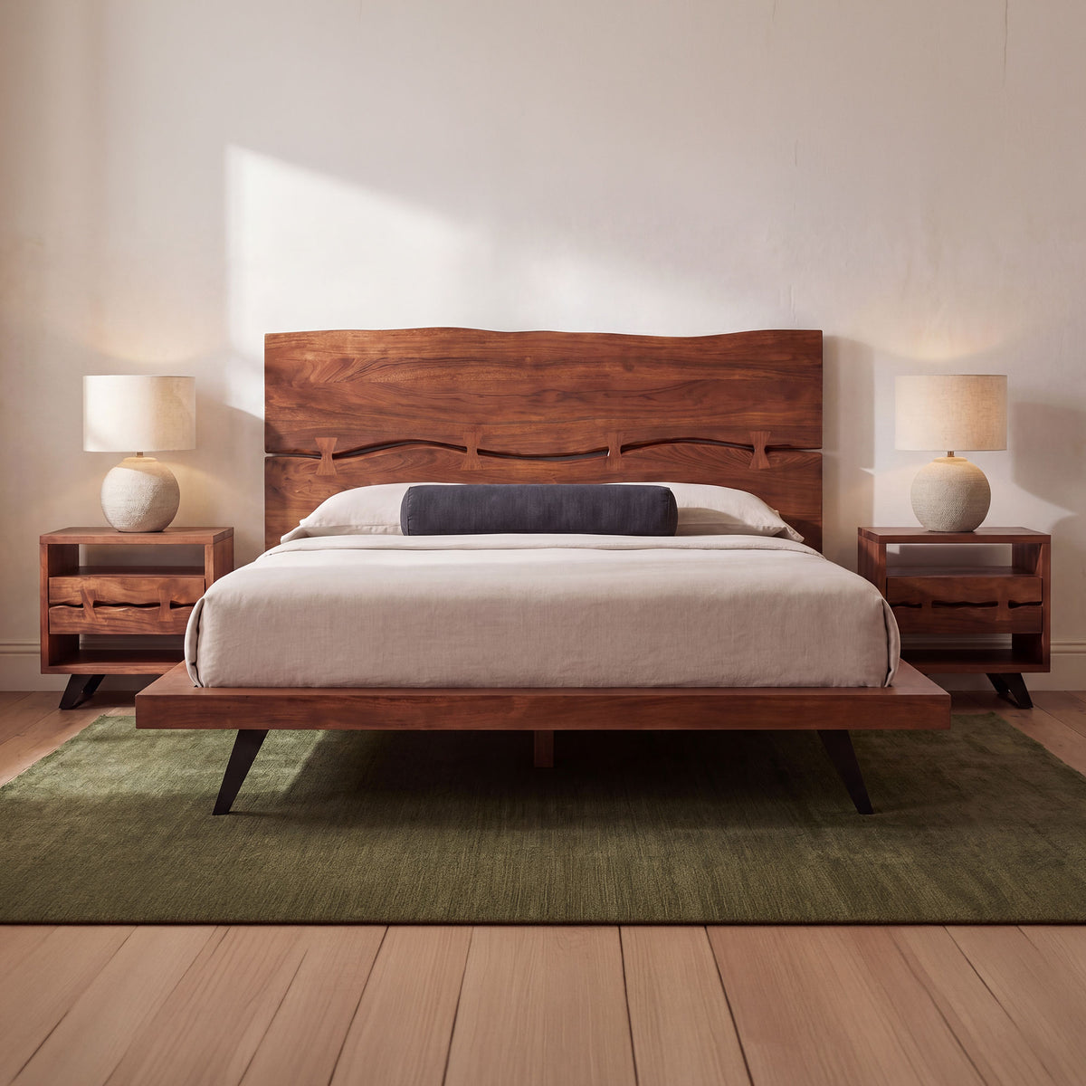 Madagascar Platform Bed – 75.25"–92" Solid Acacia Platform Bed (11)