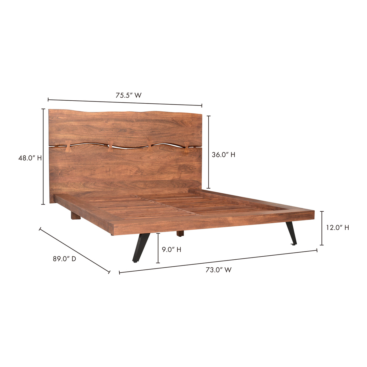 Madagascar Platform Bed – 75.25"–92" Solid Acacia Platform Bed (12)