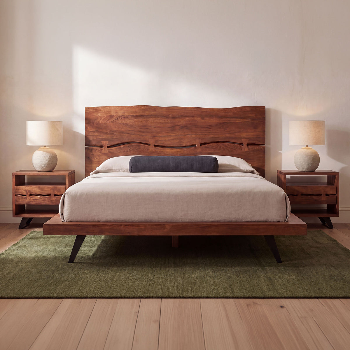 Madagascar Platform Bed – 75.25"–92" Solid Acacia Platform Bed (24)