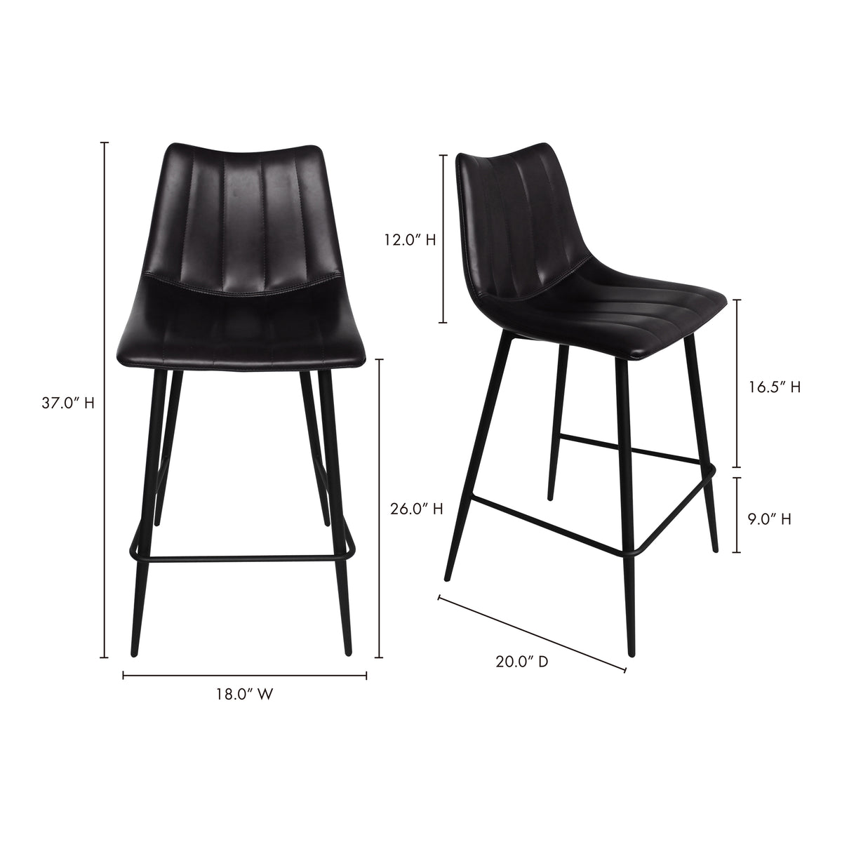 Alibi Counter Stool – 17.7" Vegan Leather Counter Stool, Set of 2 (4 Colors) (14)