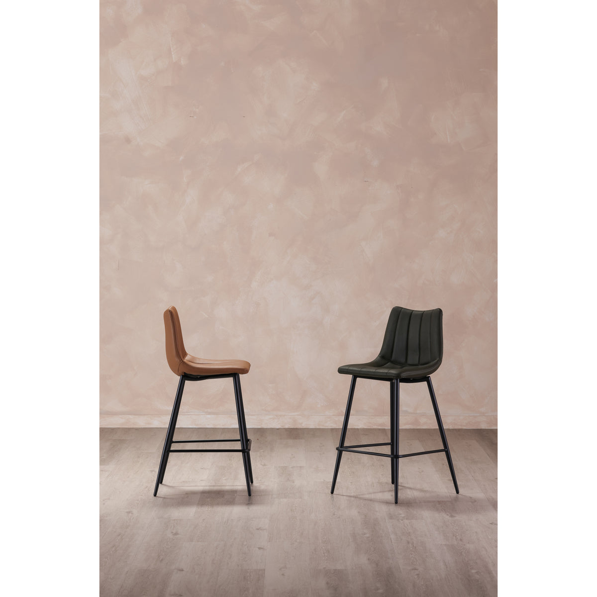 Alibi Counter Stool – 17.7" Vegan Leather Counter Stool, Set of 2 (4 Colors) (48)