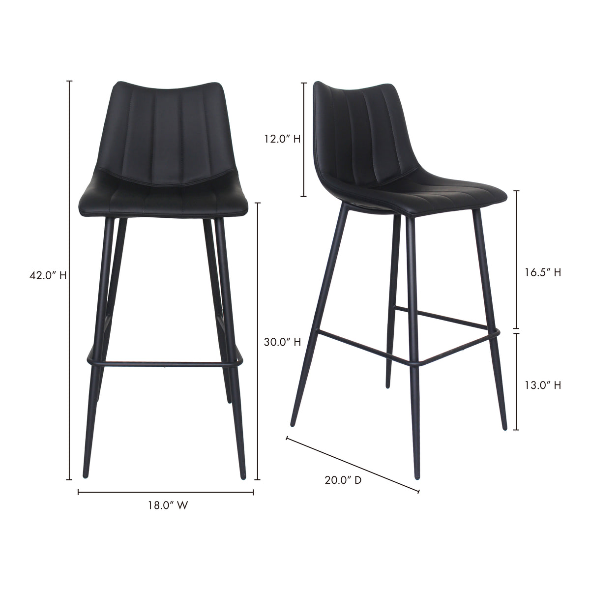 Alibi Bar Stool – 17.7" Vegan Leather Bar Stool, Set of 2 (4 Colors) (12)
