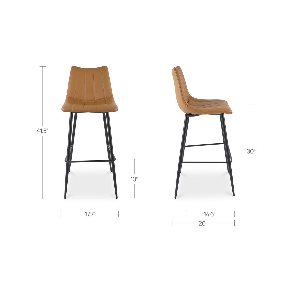 Alibi Bar Stool – 17.7" Vegan Leather Bar Stool, Set of 2 (4 Colors) (34)