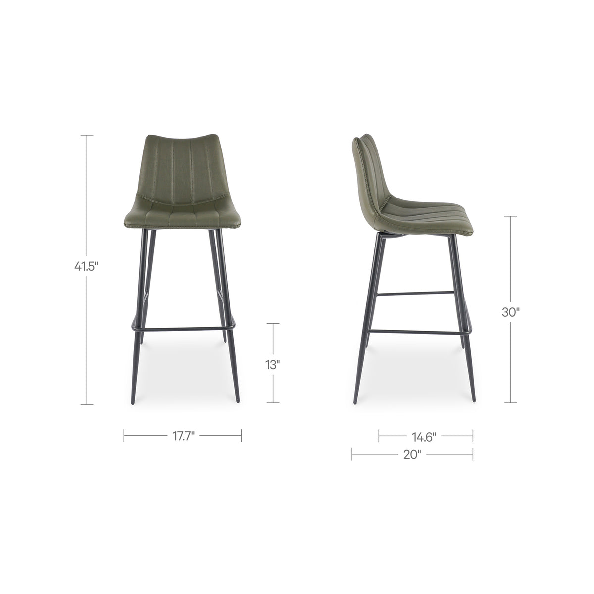 Alibi Bar Stool – 17.7" Vegan Leather Bar Stool, Set of 2 (4 Colors) (44)