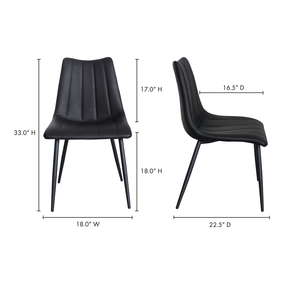 Alibi Dining Chair – 18" Vegan Leather Dining Chair, Set of 2 (3 Colors) (12)