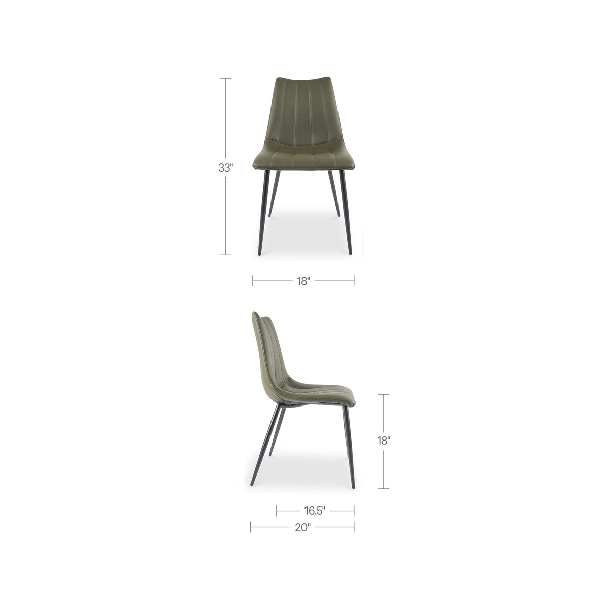Alibi Dining Chair – 18" Vegan Leather Dining Chair, Set of 2 (3 Colors) (38)