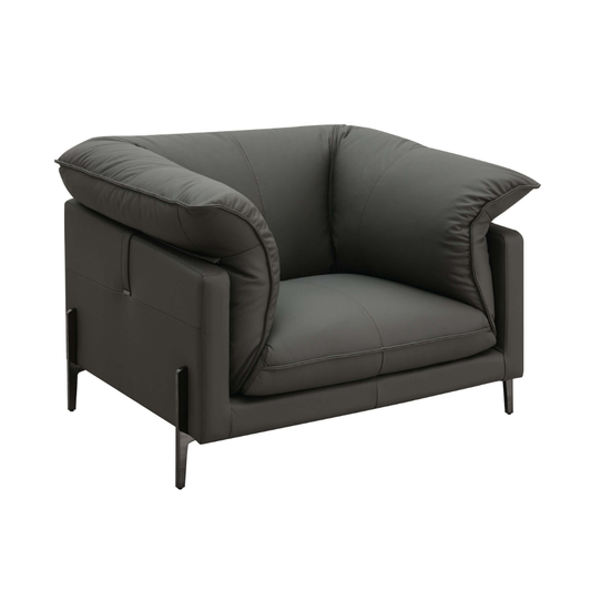 Tadi Black Top-Grain Leather Lounge Chair