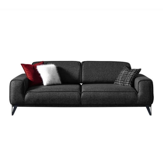 90" Dark Gray Linen Sleeper Sofa And Toss Pillows With Silver Legs