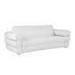 89" White Italian Leather Sofa With Silver Legs