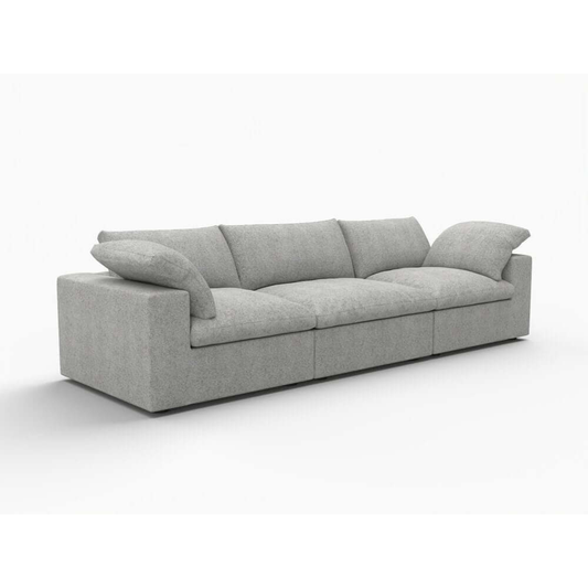 120" Linen Blend Modular Sofa With Toss Pillows | Modern Sectional Couch