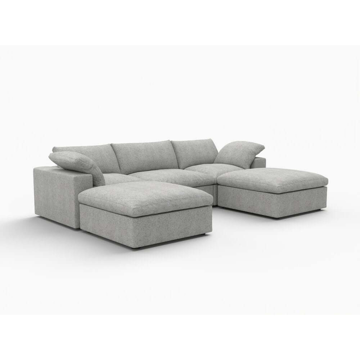 120" Light Gray Linen Blend Modular Universal Sofa With Ottoman And Storage