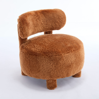 Sutter Fur Fabric Armless Accent Chair – Curved Wingback Chair