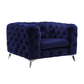 Atronia Luxe Deco Blue Tufted Velvet Armchair 41"W featuring plush sapphire velvet and high-shelter arms.