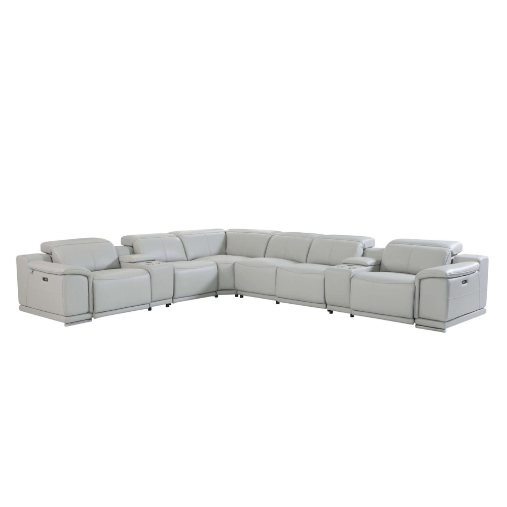 Italian Leather Power Reclining Corner Sectional Sofa