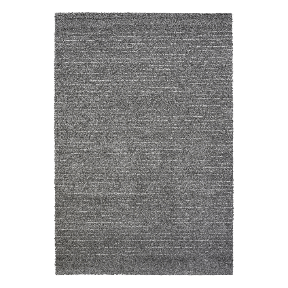Lydia Rectangular Gray & White Striped Polypropylene Area Rug (3 Sizes)