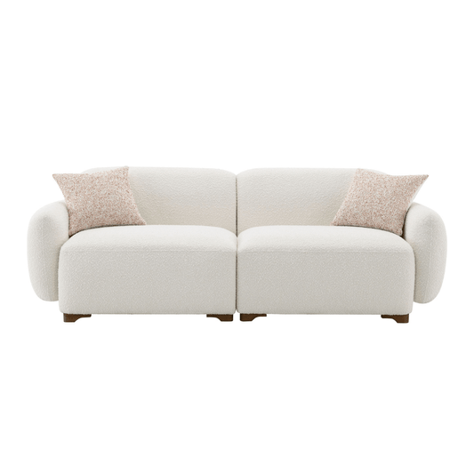 Darius Beige Boucle Sofa with 2 Throw Pillows 88L