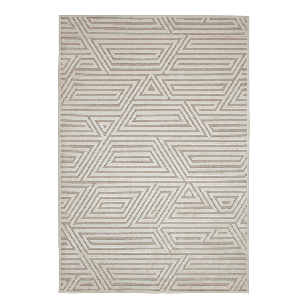 Orbit Geometric Triangle Ivory Chenille Area Rug 5x8