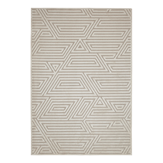 Orbit Geometric Triangle Ivory Chenille Area Rug 5x8