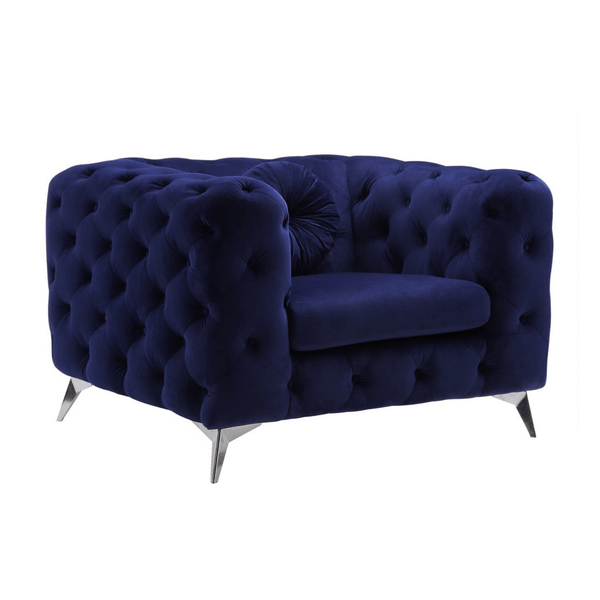 Atronia Luxe Deco Blue Tufted Velvet Armchair 41