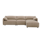 Light Brown Suede Sectional Sofa with Chaise – 127” Modern 3-Seat L-Shape Couch