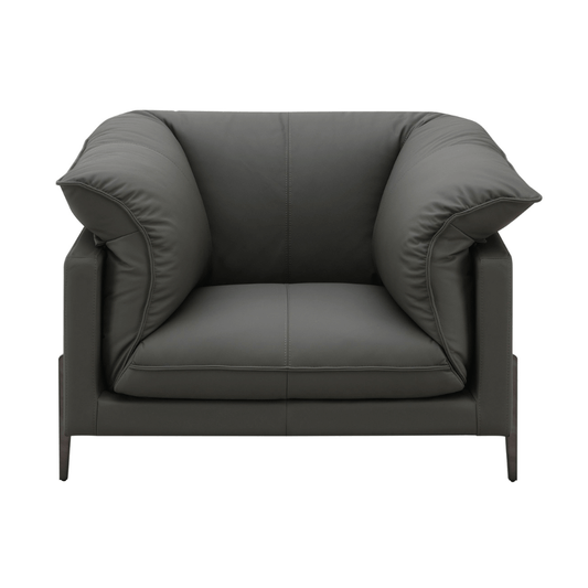 Tadi Black Top Grain Leather Lounge Chair