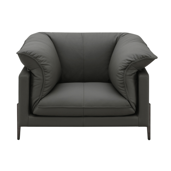 Tadi Black Top Grain Leather Lounge Chair