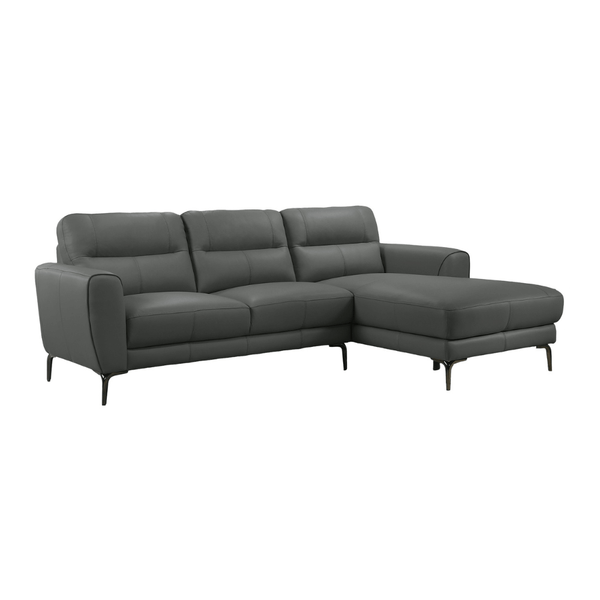 Top Grain Leather Right Facing Chaise Sofa Sectional 94L