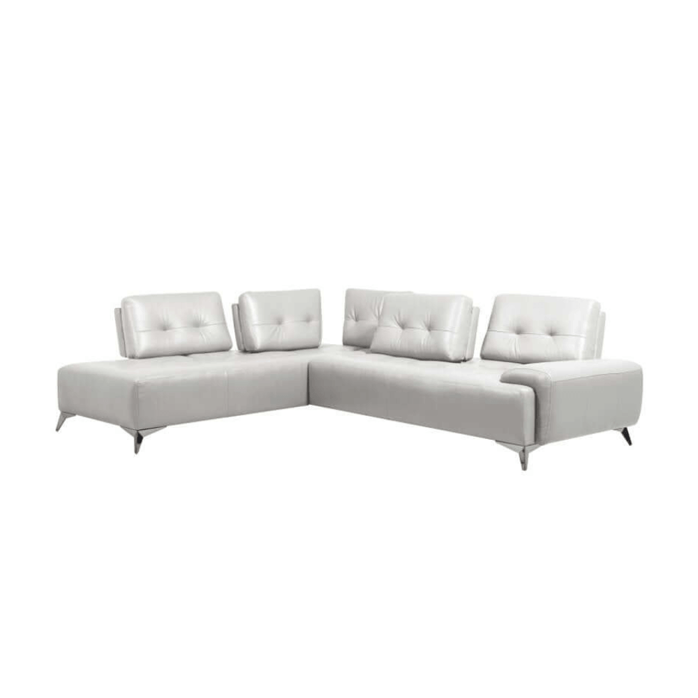 White Leather L Shaped Sectional Sofa