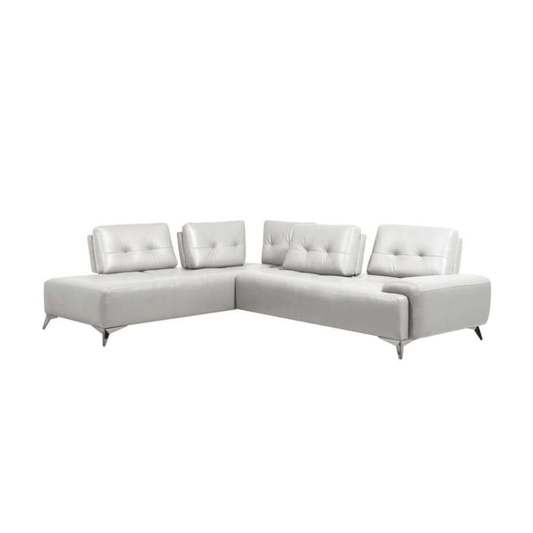 White Leather L Shaped Sectional Sofa