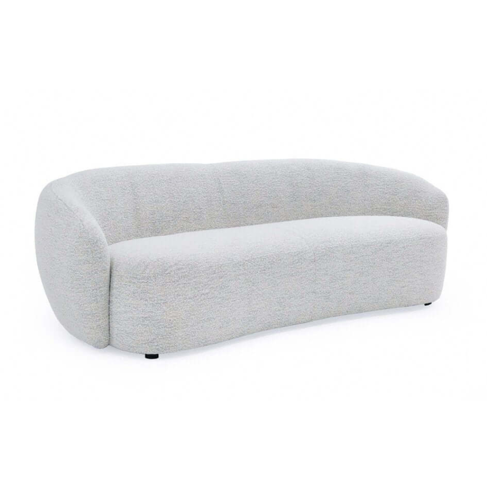 90" Off White Fabric Sofa with Black Metal Legs – Modern 3-Seater Sofa