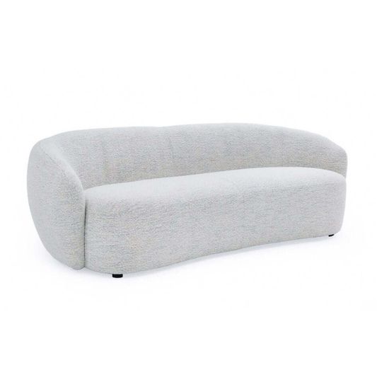 90" Off White Fabric Sofa with Black Metal Legs – Modern 3-Seater Sofa