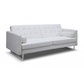 80" White Faux Leather Sleeper Sofa with Silver Legs – Modern Convertible Sofa Bed