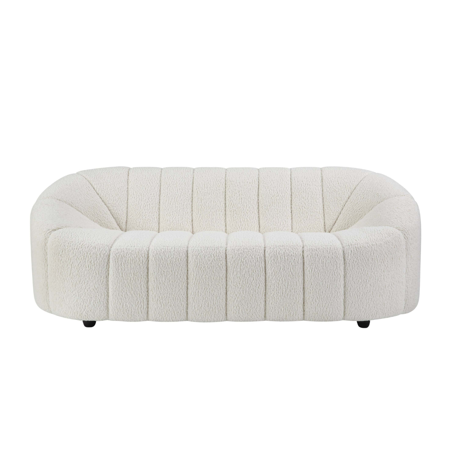 White Teddy Sherpa Sofa – Modern 2-Seat Cozy Boucle Loveseat (84”)
