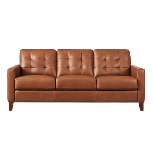 Aiden MCM Top-Grain Leather 3 Seat Sofa 80'