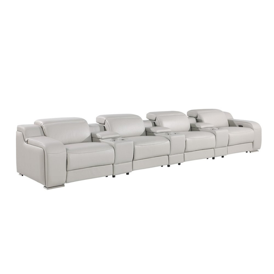 169" Italian Leather Power Reclining Sofa with USB Charging