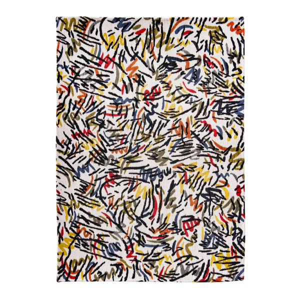 White Abstract Non Skid Area Rug | 9' x 13'