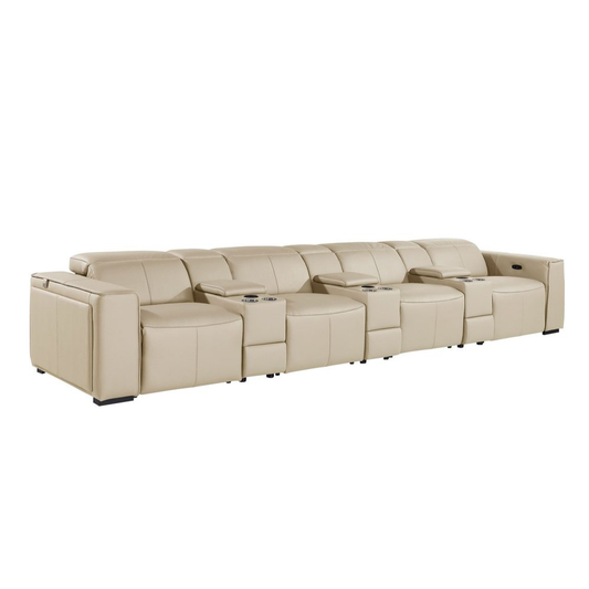 170" Top Grain Leather Power Reclining USB Sofa with Storage Arms (3 Colors)